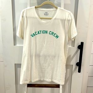 J CREW FACTORY COLLECTOR’S TEE, SZ: LARGE, “VACATION CREW”, UNISEX